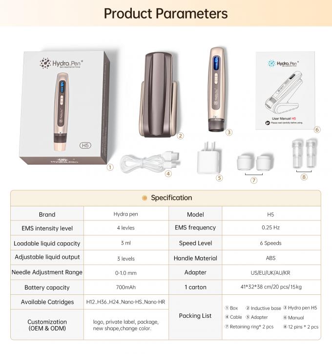 Nuovo arrivo Hydra Pen H5 Mesoterapia Serum Applicator Beauty Skin Care Bio Exosome Derma Microneedling Pen 4