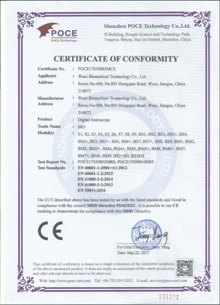 La CINA Wuxi Biomedical Technology Co., Ltd. Certificazioni